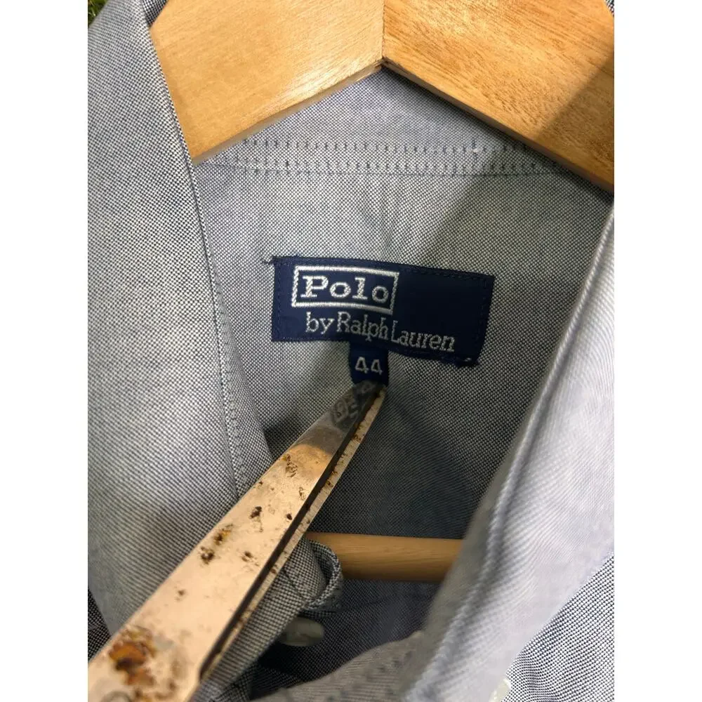 Polo Ralph Lauren Classic Oxford Button-Down‎ Shirt Gray Long Sleeve Size 44